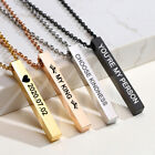 Vertical Bar Cuboid Pendant Necklace Chain Personalized Custom DIY Name Initials