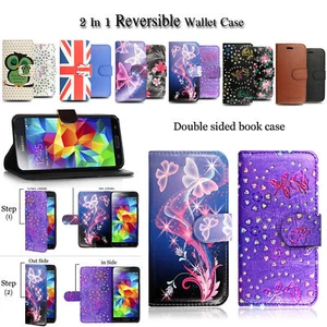 Reversible Case For iPhone 5 SE 5c 6 6s Leather Flip Wallet Magnetic Phone Cover - Picture 1 of 9