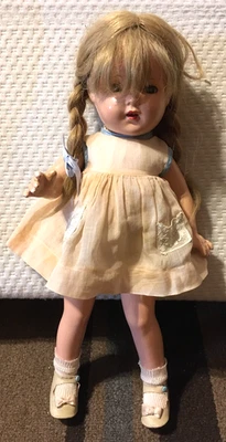 Muñeca compuesta 16" vintage años 30, Effanbee Mary-Lee, vestido y peluca originales, MINOR TLC Foto 1 de 4