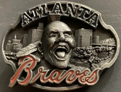 Atlanta Braves 1988 hebilla de cinturón de peltre pesado Siskiyou edición limitada 221/10000 Foto 1 de 3