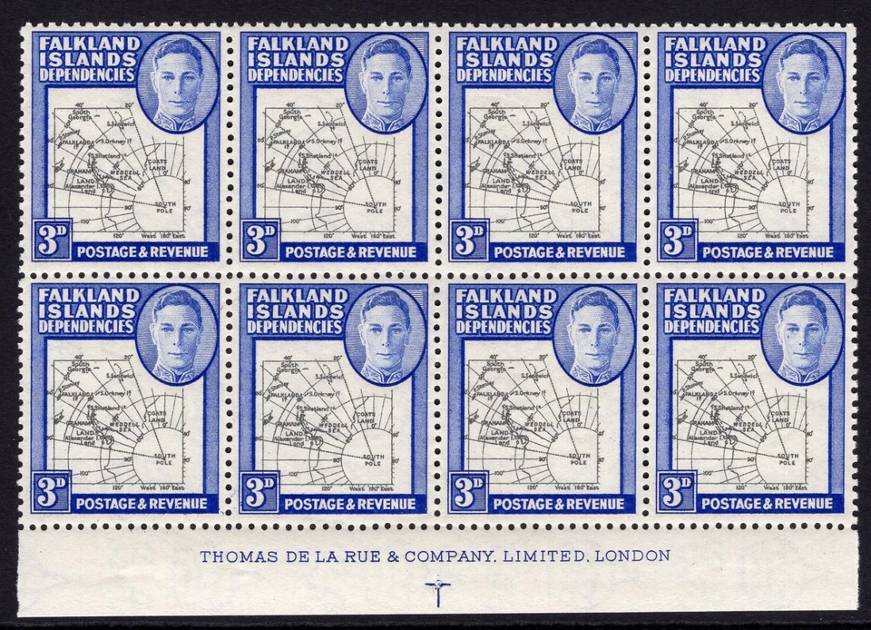 FALKLAND IS DEPS 1946-49 MAPA GRUESO IMPRESIÓN 3D BLOQUE 8 "LÁGRIMA" VARIEDAD PERFUME Foto 1 de 1