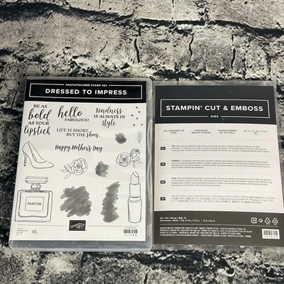 Estampación VESTIDA PARA IMPRESIONAR Estampillas y TODOS VESTIDOS Juego de Troqueles Lápiz Labial Perfume Foto 1 de 4