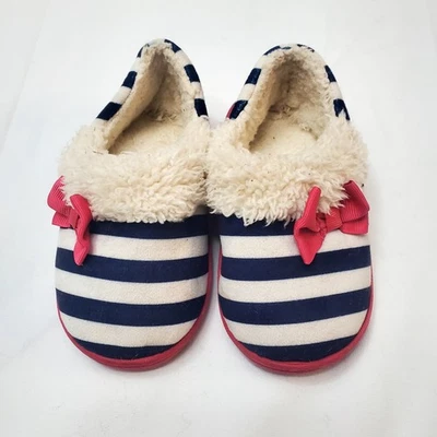 Zapatillas para niñas ♡ Zapatos para niños pequeños ♡ Rayas azules y blancas con lazos rosas ♡ Talla 7/8 Foto 1 de 4