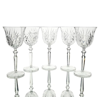 Vintage Gorham Crystal Rosewood Water Goblets Wine Glasses– Set Of 5 8.25" - Image 1 of 4
