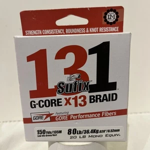 Sufix 131 Braid Lo-Vis Green 150 Yards High-Performance G-Core 80 Lb - Bild 1 von 4