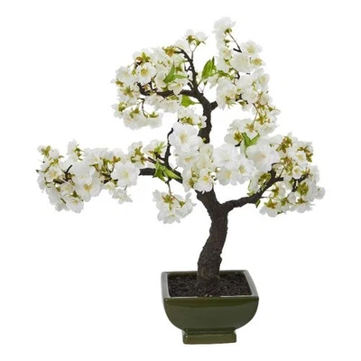 Nearly Natural Cherry Blossom Bonsai Artificial Tree in White/Black - Image 1 of 4