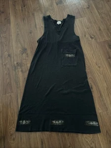 Vintage Blue Fish Gr. 0 handbedrucktes Pulloverkleid schwarz mit Tasche - Bild 1 von 5
