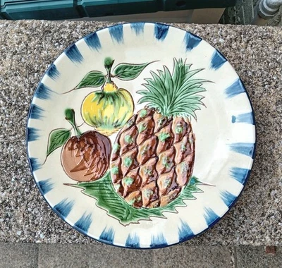 Handpainted Puigdemont Spanish Pottery Fruit Design Plate 27.5cm Diameter - Image 1 of 4