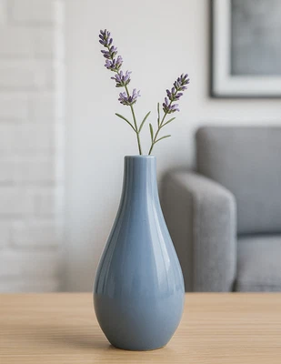 Jaliang Vase Taubenblau Tropfenform House of Fraser Ikebana 80er Jahre - Bild 1 von 4