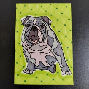 Englische Bulldogge ACEO Kunstkarten Editionen & Originale Alcohol Ink auf Papier - Bild 1 von 2