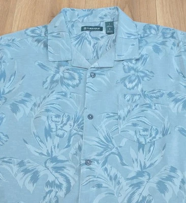 Cubavera 热带纽扣男式 L 码,薄荷绿色,短袖,口袋  — 第 1/4 张图片