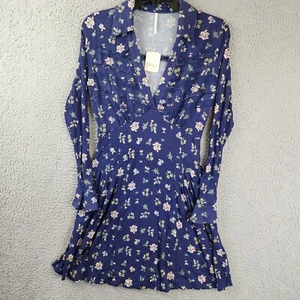 Free People Good Days Mini Dress Women's XS Dark Combo Floral V-neck Long Sleeve - Picture 1 of 14