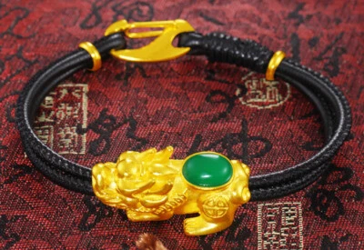 New men and women brave troops 22K 23K 24K THAI BAHT YELLOW GOLD GP Bracelet - Imagem 1 de 3