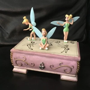 Modellino Disney TinkerBell foglio gioielli cassetto statua statuina con orologio certificato di autenticità - Foto 1 di 8