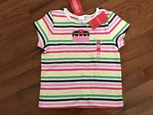 Gymboree Girls Ivory Striped Tea For Two Cake Top Tee Shirt Size 4 4T New - Picture 1 of 5