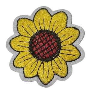 Sunflower Embroidered Iron-On Patch - Picture 1 of 2