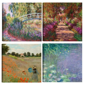 Quadri Moderni Claude Monet 4 pz 30x30 CM Stampa su Tela Canvas Arredamento - Imagen 1 de 2