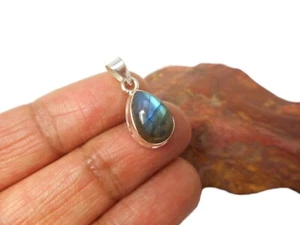 Small Teardrop LABRADORITE Sterling Silver 925 Gemstone Pendant - Picture 1 of 6