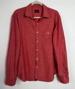 Camisa Untuckit Para Hombre Algodón Botón Delantero Manga Larga Rojo Bolsillo Talla L - Imagen 1 de 11