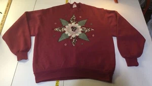 Vintage Jerzees Sweatshirt Erwachsene Lg handgenäht Blumenmuster rot Made in USA - Bild 1 von 8
