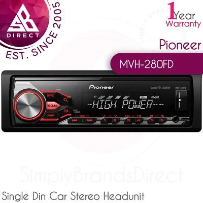 Pioneer MVH-280FD Single Din Car Stereo Headunit│HighPower│RDS Tuner│USB│MP3│WMA - Image 1 of 3