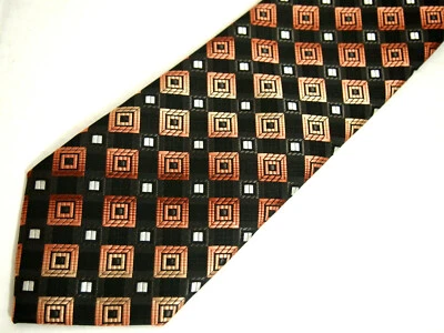 Gravata masculina Alexander Julian Colours marrom laranja seda geométrica 58" - Imagem 1 de 4