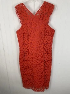 Vestido vaina Shoshanna para mujer rojo naranja superpuesto de encaje talla 4 - Imagen 1 de 12