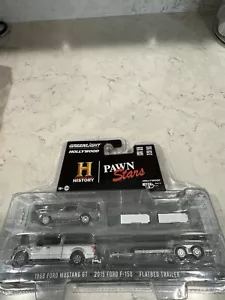 GREENLIGHT 1 64 2015 FORD F-150 & 1968 MUSTANG GT & TRAILER PAWN STARS GL 31130B - Picture 1 of 3
