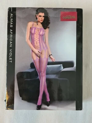 Damen Catsuit Bodystocking Marke LivCo Corsetti S 34 36 M 38 L 40 lila ouvert  - Bild 1 von 4