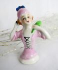 Vintage Hand Painted Porcelain Lady Holding Hair Brush Pincushion Half Doll