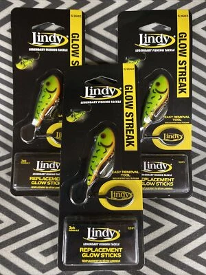 (3) Lindy Glow Streak 5/16oz Fire Tiger Ice Fishing Walleye Jigs - FAST SHIPPING - Image 1 of 4