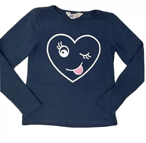 Girls H&M Long Sleeve Shirt Top with Silly Face Heart Size 6-8 - Picture 1 of 2