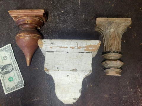 3 Lot OLD Antique CORBEL SHELF Architectural Salvage Hanging Wall Bracket 7" Cover