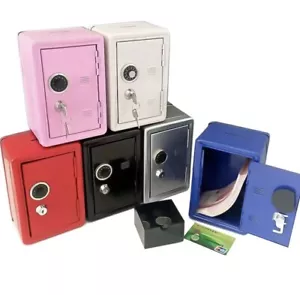 Mini Metal Coin Bank Locker with Keys Kid Money Saving Piggy Bank Safe Box - Picture 1 of 27