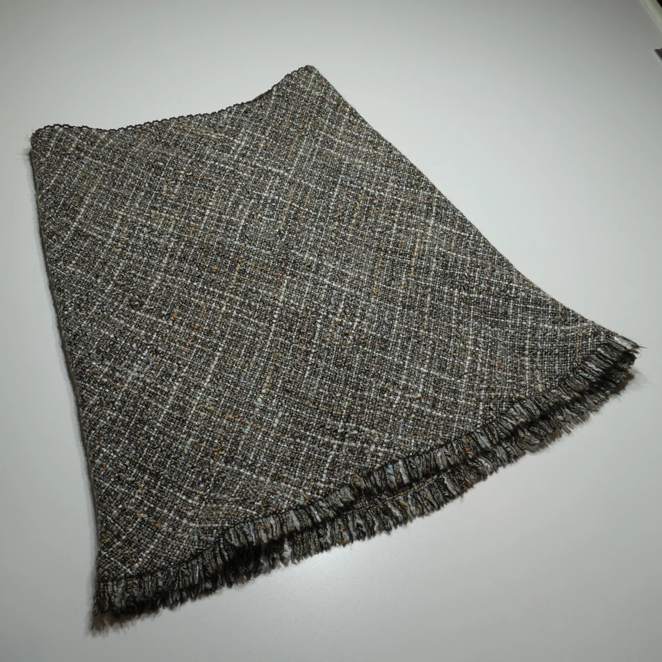 Falda Kenneth Cole Talla 8 Mezcla de Lana Marrón Boucle Trompeta Flecos Preppy Carrera Foto 1 de 4