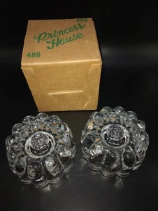 Princess House Candle Holders Clear 3-Way Model #486 24% Lead Crystal Set of 2 - Picture 1 of 10