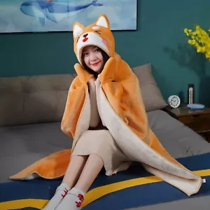 Nueva capa amarilla con capucha capa de franela suave Shiba Inu Corgi capa con capucha - Imagen 1 de 13