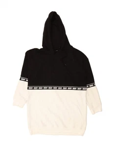 DKNY Womens Oversized Graphic Hoodie Dress UK 14 Medium Black Colourblock DA46 - Picture 1 of 3