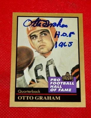 Signed 1996 Enor Pro Football Hall Of Fame Card #48 - Browns Otto Graham - Image 1 of 2