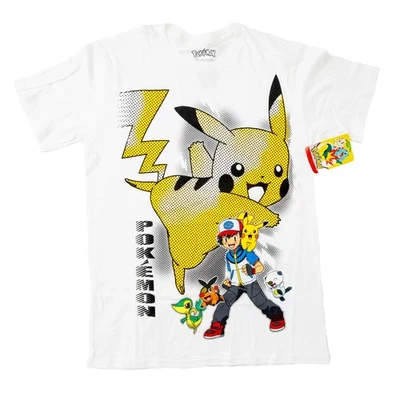 Camiseta Y2K Pokemon Pikachu Mediana Blanca y Negra GenV Nintendo DS Pop Art Negrita Foto 1 de 4