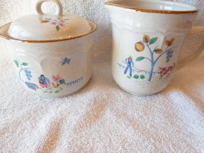 Crema de azúcar con tapa de cerámica International Heartland de colección-Cottagecore Kitsch Foto 1 de 4