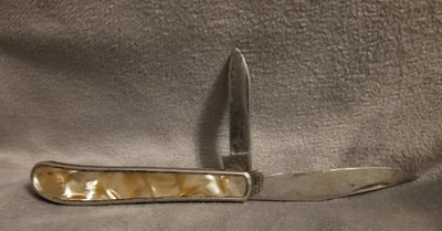 Colonial Prov. Navaja de bolsillo RI 2 hojas blanca perla madreperla de colección EE. UU. Foto 1 de 4