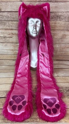 Authentic SpiritHoods 2012 Pink Glitter Wolf Faux Fur Spirit Hood Rare - Image 1 of 4