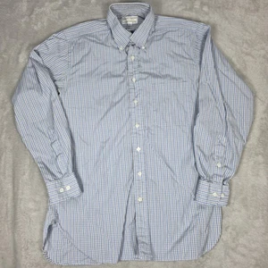 J.P. Tilford Shirt Mens 15.5 34 Blue White Plaid Button Down Canada Cotton Dress - Picture 1 of 11