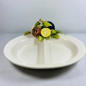 Eva Gordon handbemalt signiert 12,5" ovale Keramikplatte 3D Granatapfel Zitrone - Bild 1 von 17