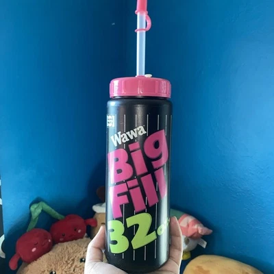 Винтажная бутылка 1990-х Wawa Pepsi Big Fill 32 унции (совершенно новая соломинка) розовая - Изображение 1 из 4