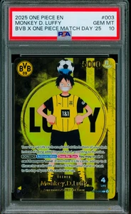 Bvb x One Piece PSA 10 Monkey D Luffy Promo Card ST13-003 Matchday 25 Dortmund - Imagen 1 de 6