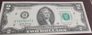NEW-TRINARY- 2017A $2 Bill-B75070007A-NEW YORK FRB-FREE SHIPPING - Picture 1 of 3