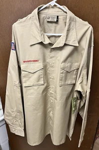 Boy Scouts POPLIN Uniform Shirt BSA Long Sleeve UPF Sun Protection NEW Mens 2XL - Picture 1 of 6