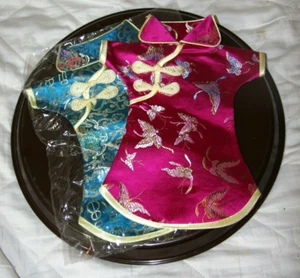 2 Japanese Kimono Dress WINE BOTTLE Saki Holders Wraps Pink Blue NEW - Picture 1 of 6
